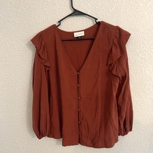 Rust colored mid sleeve peasant top
